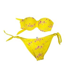 2016 Floral Embroidered Underwire Bikini Set - Large